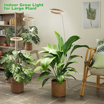 10" Grow Lights for Indoor Plants Full Spectrum,Indoor Plant Light for Indoor Growing with 160LEDs,Height Adjustable 11"-65" for Large Plant,Auto On/Off Timer 3/9/12H,9 Dimmable Brightness,Wood Grain