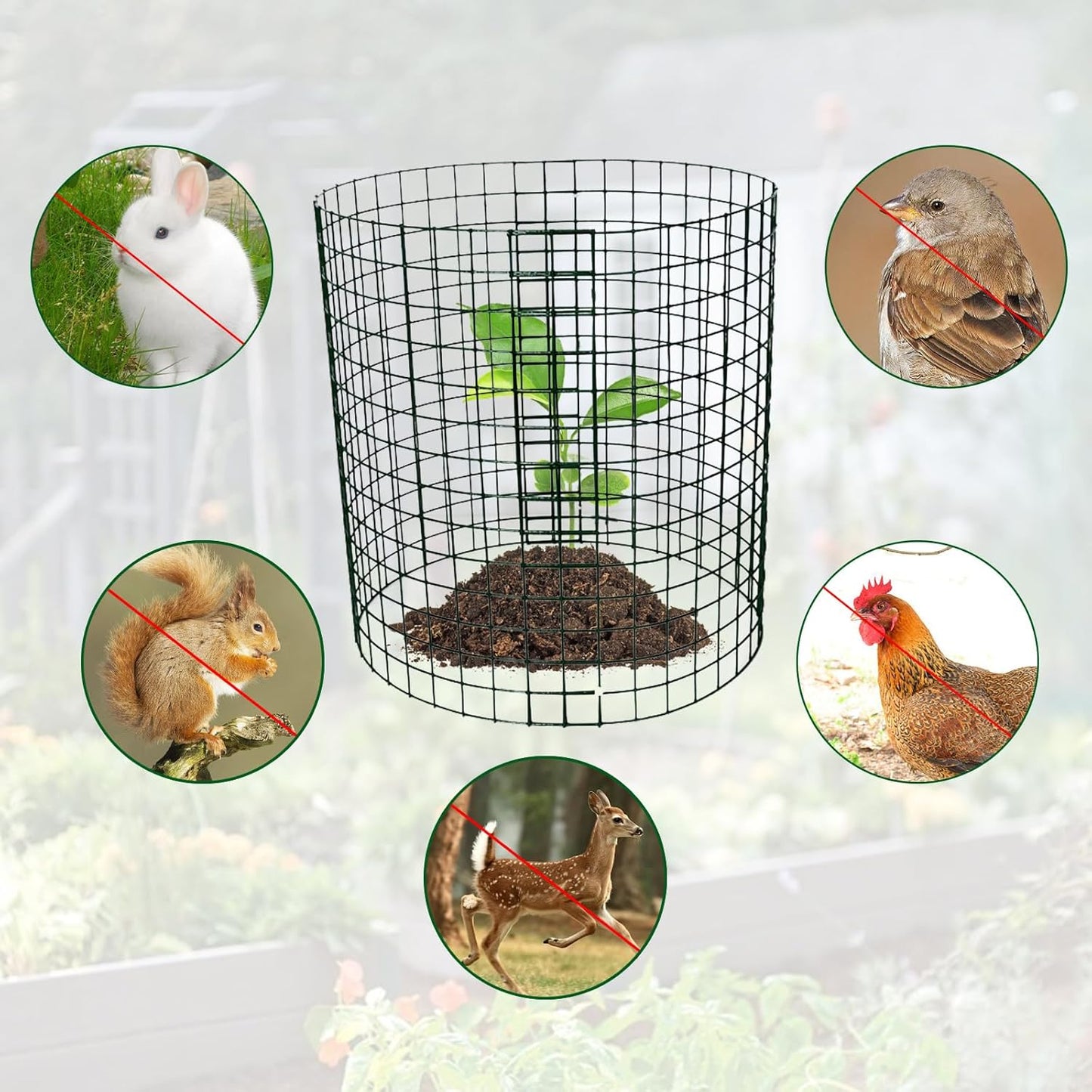 12 Packs 14'' Dia x 14'' H Plant Wire cage 24 Pcs Metal Plant Protection Mesh Plant Cages Bunny Barricades Plant Protection Wire Cage for Flowers Vegetables Protection from Animals