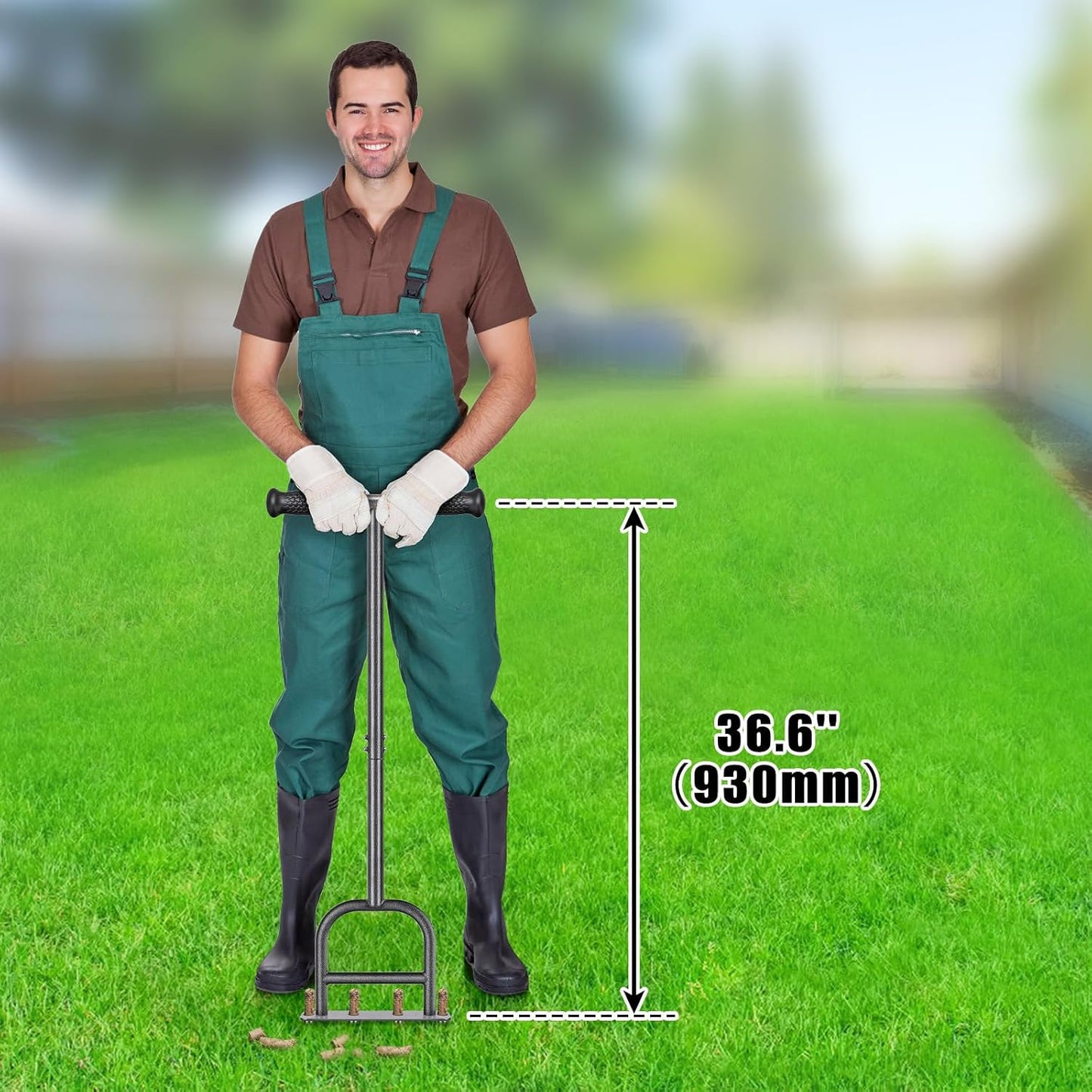 Lawn Coring Aerator Tool, Stainless Steel 4-Core Manual Plug Aerator for Yard & Lawn Aeration, Durable Aeration Tool with Soft Rubber Grip for Compacted Soil & Grass Care