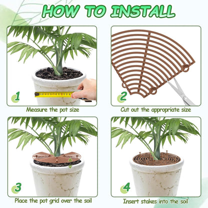 Plant Pot Cover, 3 Pack Planter Protectors Flower Pot Gird for Indoor Potted Soil Cover Round Plant Pot Protector from Animals Protect Plant Pad Cats Plant Soil Deterrent Diameter 11.8 Inch