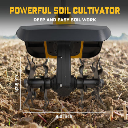 Cordless Tiller Cultivator Compatible with Dewalt 20V Battery(Tool Only), Electric Garden Tiller w/360 RPM, 9In Tilling Width and 6.6In Depth Garden Rototiller for Lawn/Soil Cultivation