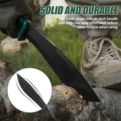 FLISSA Machete, 11'' Fixed Blade Camp Knife, Bolo Machete for Clearing Brush, Patented Shock Absorbing Air Tech Handle, Ideal for Gardening, Bushcraft and Outdoor, Molded Sheath Included