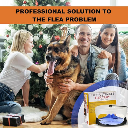 Qualirey 4 Packs Flea Traps for Inside Your Home with 8 Sticky Disc 12 Bulbs 4 Electric Wires, Pest Insects Killer Bed Bug with Light for Indoor Safe to Pets(Round Flea Trap,Black, White)