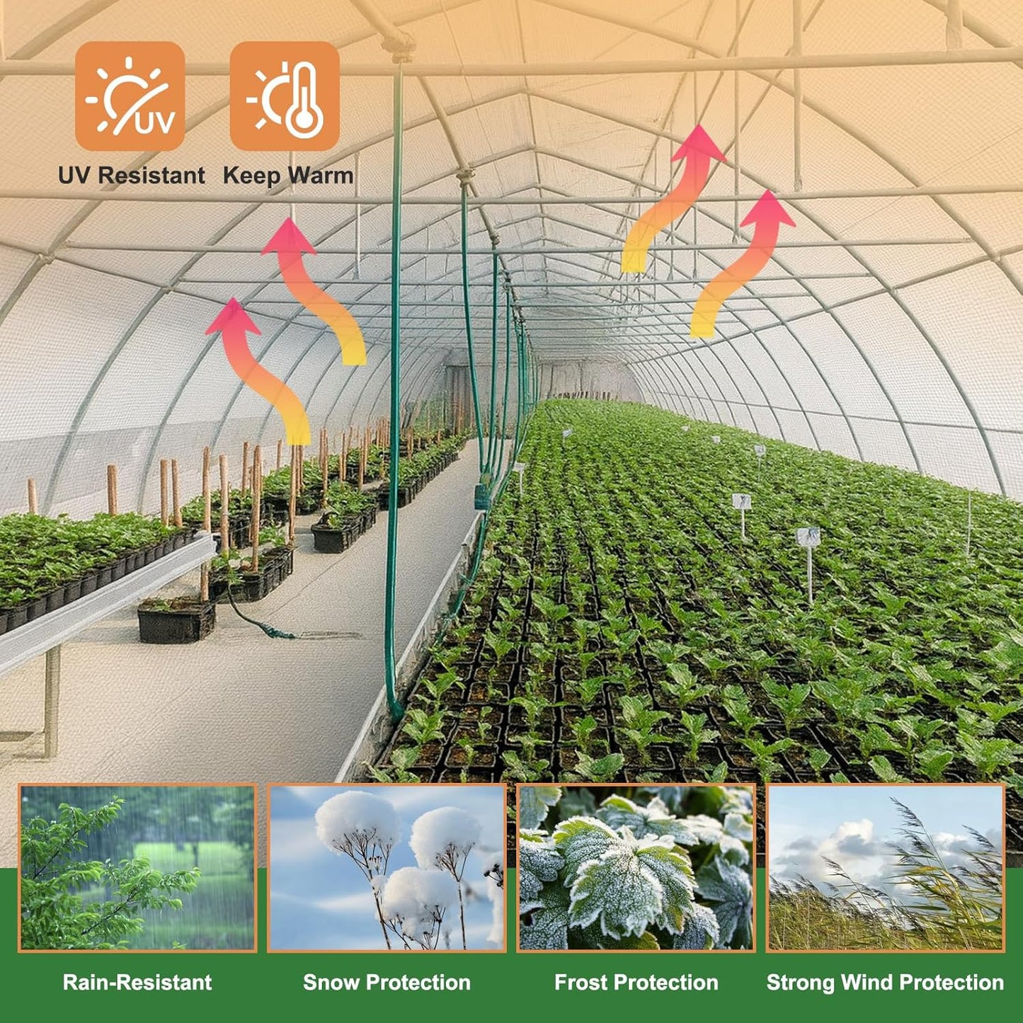 18 Mil Greenhouse Cover, 20x26 FT Clear Heavy Duty Greenhouse Tarp, UV Resistant Waterproof Green House Plastic Covering with Grommets for Garden, Farms, Nursery
