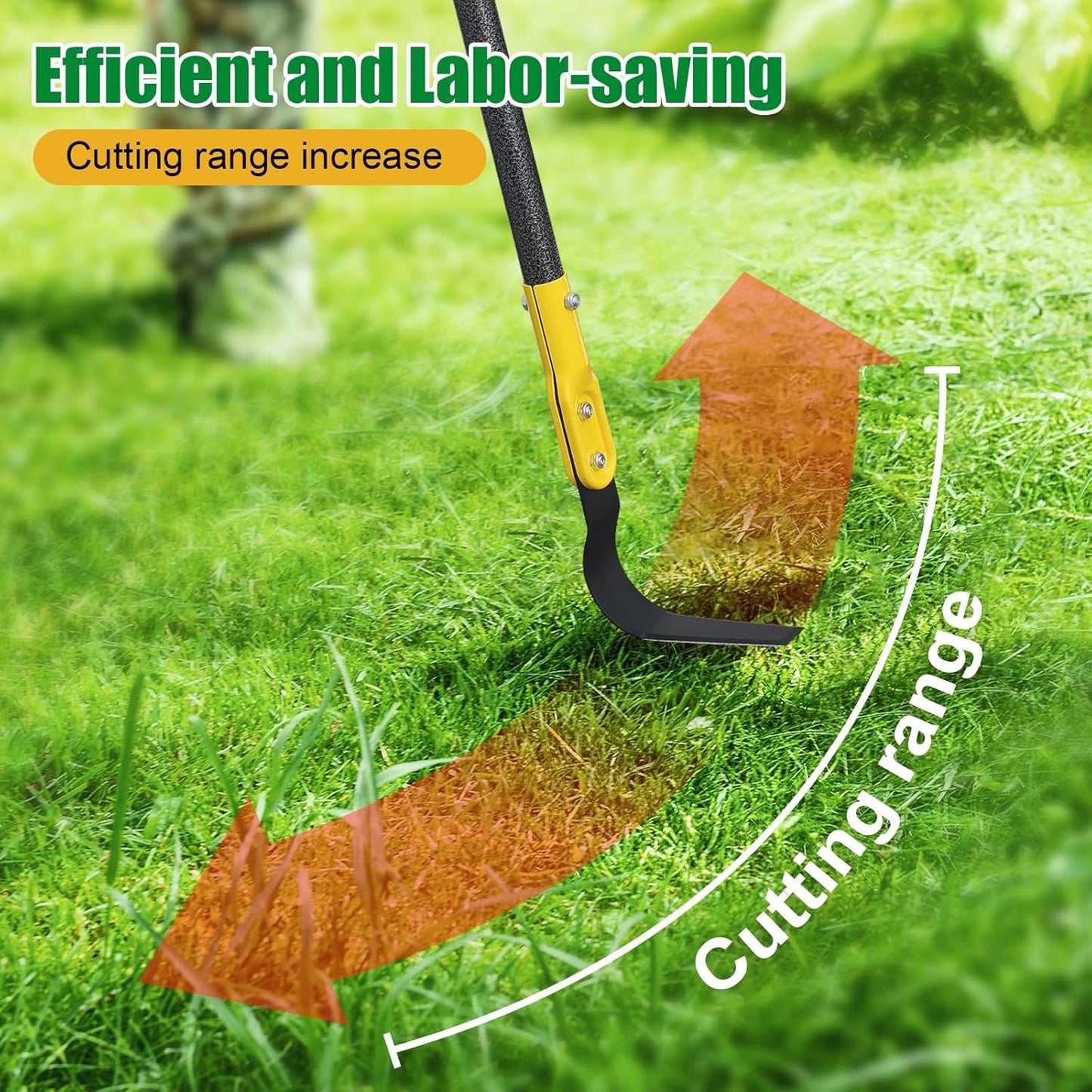 Hoe Garden Tool, 66" L Shape Sickle Garden Tool with Double-Edged Blade and Adjustable Long Handle, Heavy Duty Crack Crevice Weeding Hoe for Weeding, Loosening Soil, Trenching