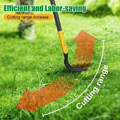 Garden Hoe Tool, 53" Crevice Weeding Tool - L Shape Sickle Garden Tool with Double-Edged Blade and Adjustable Long Handle for Weeding, Loosening Soil, Trenching, Heavy Duty Hoe Garden Tool