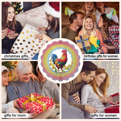 Wind Spinners Outdoor Chicken - Birthday Gifts for Women Mom Wife Grandma, Hanging Wind Sculptures Wind Spinners, 12 inch 3D Wind Spinner for Garden Decor for Outside, Garden, Patio, Yard, Outdoor