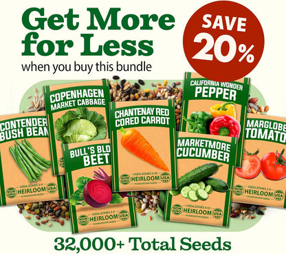 HOME GROWN 70 Variety Vegetable & Herb Seeds – 32,000+ USA Non-GMO Heirloom Survival Seeds –Garden Kit for Spring, Fall, Winter – Indoor & Outdoor Planting – Starter Set for Home Gardeners & Preppers