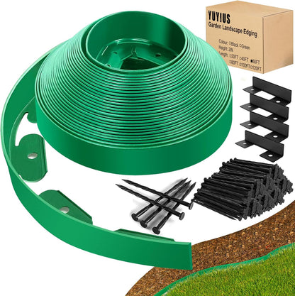 Landscape Edging - Garden Edging Border 60FT 2IN Tall with 90 Stakes, No Dig Lawn Edging for Landscaping for Garden Bed, Yard, 0.15" Thick Flower Bed Border Edging with Connector for Outdoor