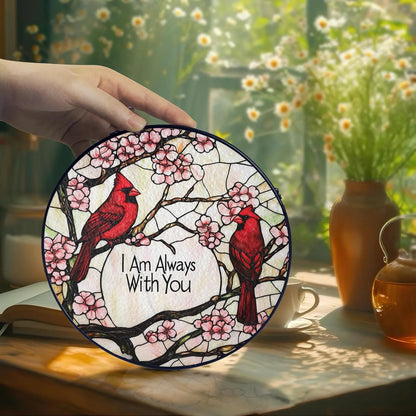 Cardinal Suncatcher Stained Glass Window Hanging Decor, Red Cardinal Gifts for Women Grandma Mom, Red Birds Memorial Gifts for Loss of Loved One Remembrance Gift Mothers Day Birthday