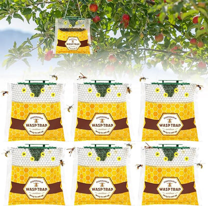 6 Pack Disposable Wasp Traps Outdoor Hanging Yellow Jacket Trap Carpenter Bee Traps for Outside Wasp Catcher Hornet Trap Bee Killer Fly Trap Bag for Bees, Bug
