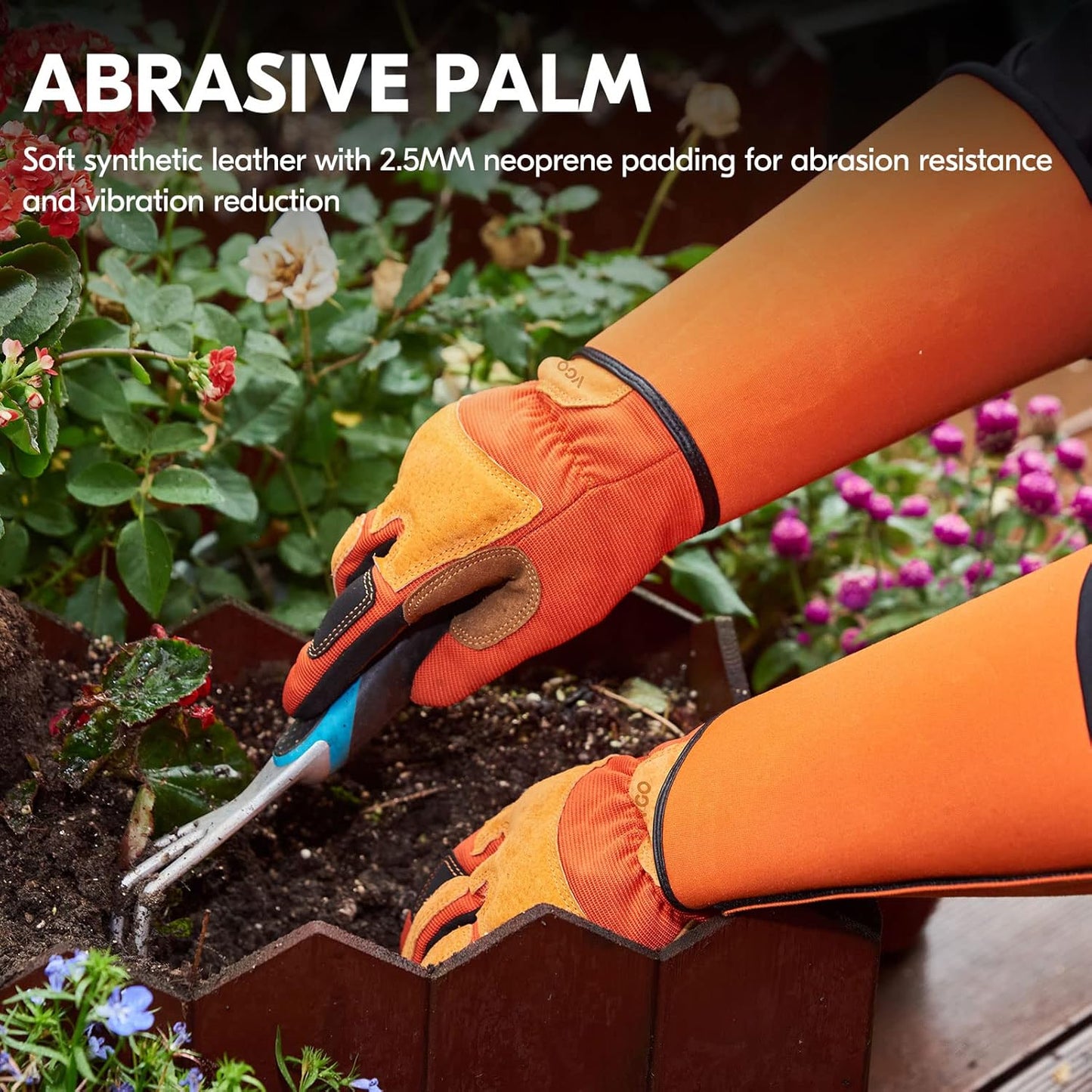 Vgo... Gardening Gloves Unisex,Safety Work Gloves,Long Sleeves Gauntlet,Puncture Proof,Touchscreen(Size L,Orange,SL7496)