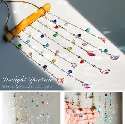 H&D HYALINE & DORA Crystal Sun Catcher Crystal Wind Chimes for Outside Rainbow Maker Suncatchers for Window Hanging Garden Home Decor
