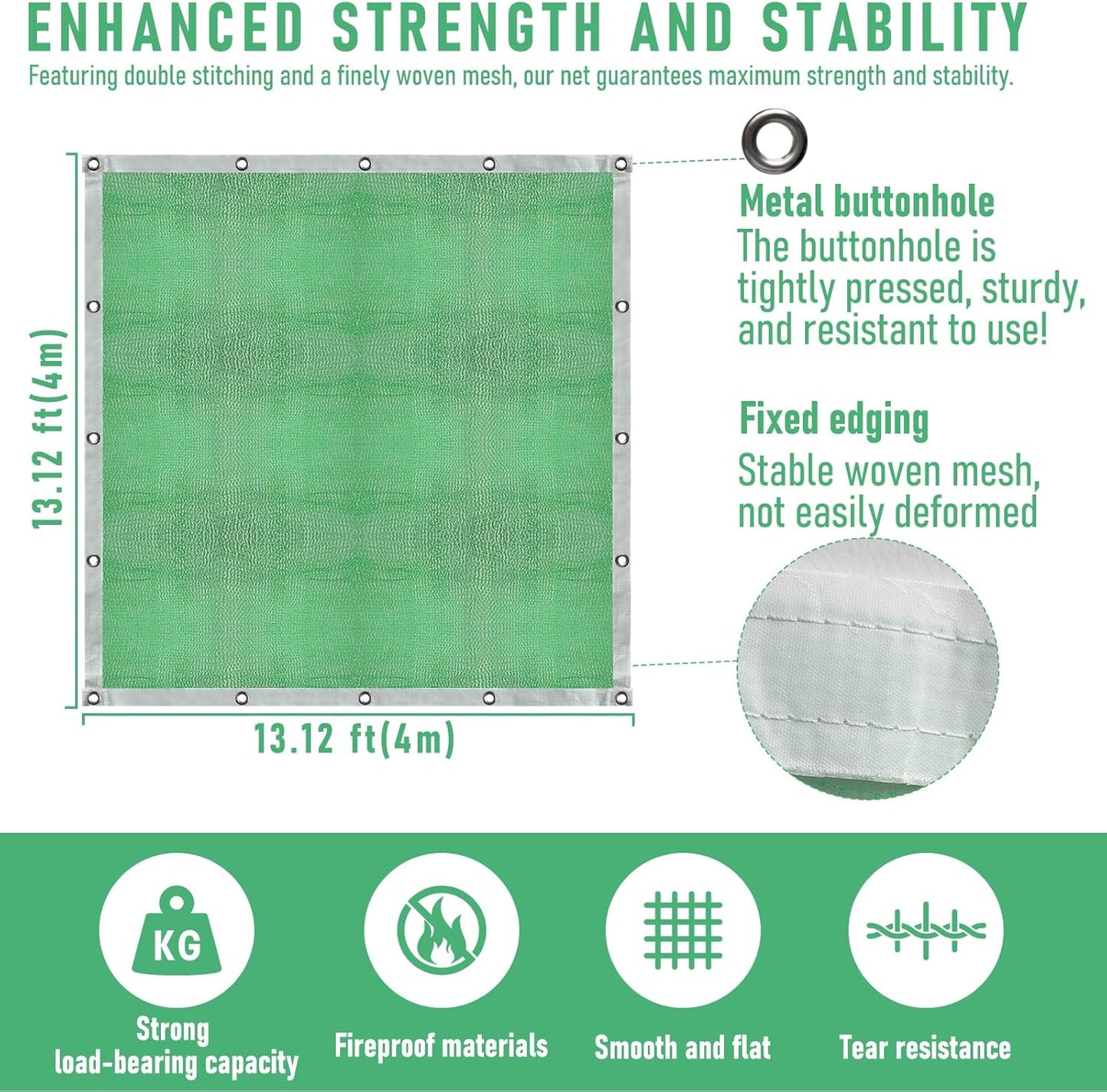 Fruit Collector Harvesting Net - 13.1 x 13.1 ft Green Agricultural Harvest Netting for Walnut, Olive, Chestnut, Plum, and Hazelnut - Easy Picking & Reusable Collection Net (4x4m)