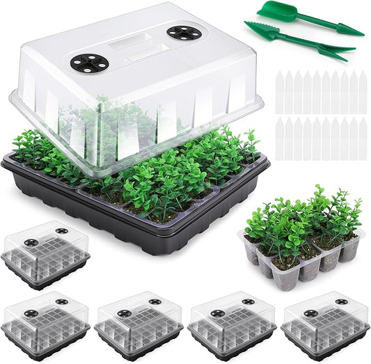 Seed Starter Tray, Seedling Starter Trays for Starting Plant Seeds, Indoor Gardening Plant Germination Trays, Black, 5PCS
