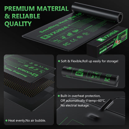 Adjustable Seedling Heat Mat with Temperature Controller, Waterproof Plant Heating Pad Seed Starter Warming Mat for Rapid Seed Germination - 10 x 20.75Inch
