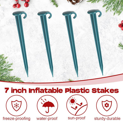 Vicenpal 50 Pcs 7 Inch Plastic Yard Stakes Inflatables Heavy Duty Plastic Garden Stakes for Tent Ground Replacement Outdoor Fence Lawn Pegs Landscape Staples Halloween Christmas Decorations (Green)