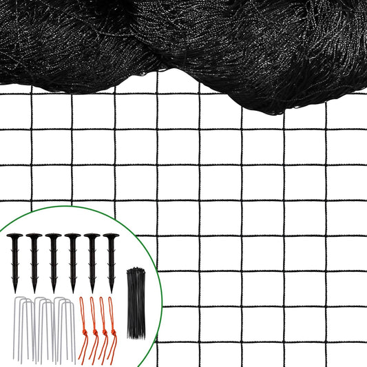 Bird Net - 50' x 50' Garden Netting with 2.4" Square Mesh Protect Fruit Tree, Plant & Vegetables from Poultry, Deer and Pests, Heavy Duty Tree Net for Garden, Farm, Orchard, etc.