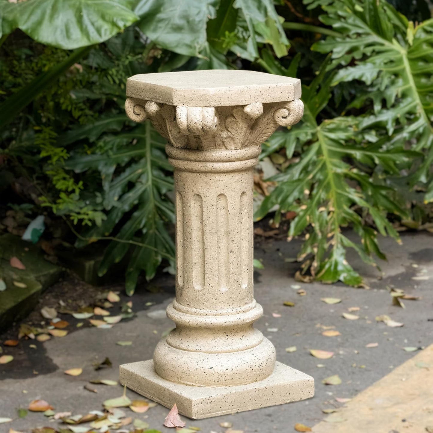 Decorative Roman Column Pedestal Column Plant Stand, Vintage European Style Classical Garden Pillar, Indoor Outdoor Decor, Pedestal Columns Plants Standing for Entryway Garden Yard Home (Sand/26.25"H)