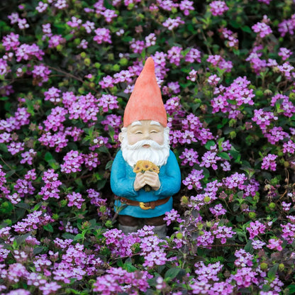 Gnome Figurine, Holding Sunflower friendly Welcome The Master Home for Indoor Outdoor Patio Yard Lawn Decor, Polyresin 11.8" H