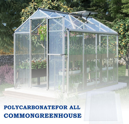BPS 6Pcs 24'' (W) x 64'' (L) x 0.16'' Polycarbonate Panels, Waterproof UV Protected Reinforced Sheets, Outdoor Greenhouse and Gazebo Covering, Twin-Wall Clear Sheets