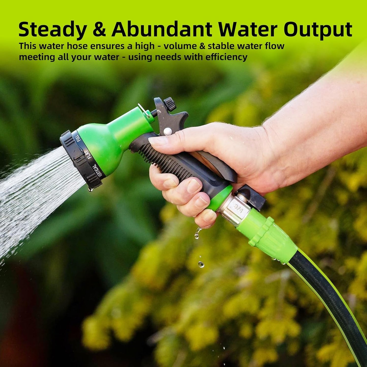 Worth Leader Garden Hose 3/4 in. x 25 ft. -No Kink, Flexible, Leakproof, Male/Female -Heavy Duty Durable 5 Layers PVC Rubber Lightweight Water Pipe for Gardening, Agriculture & Lawn Care -500PSI Burst