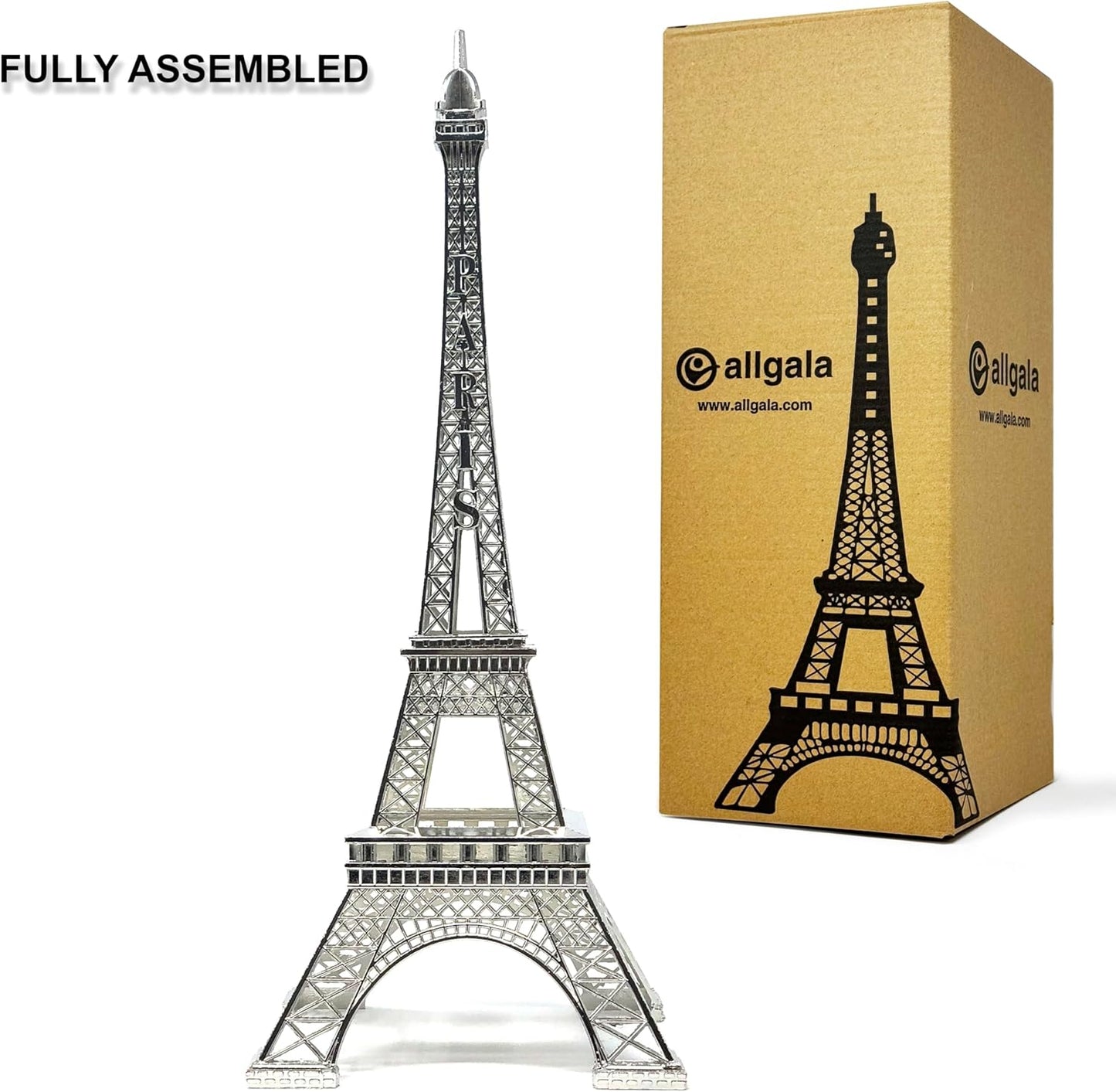 allgala 15" Eiffel Tower Statue Decor Alloy Metal, Silver
