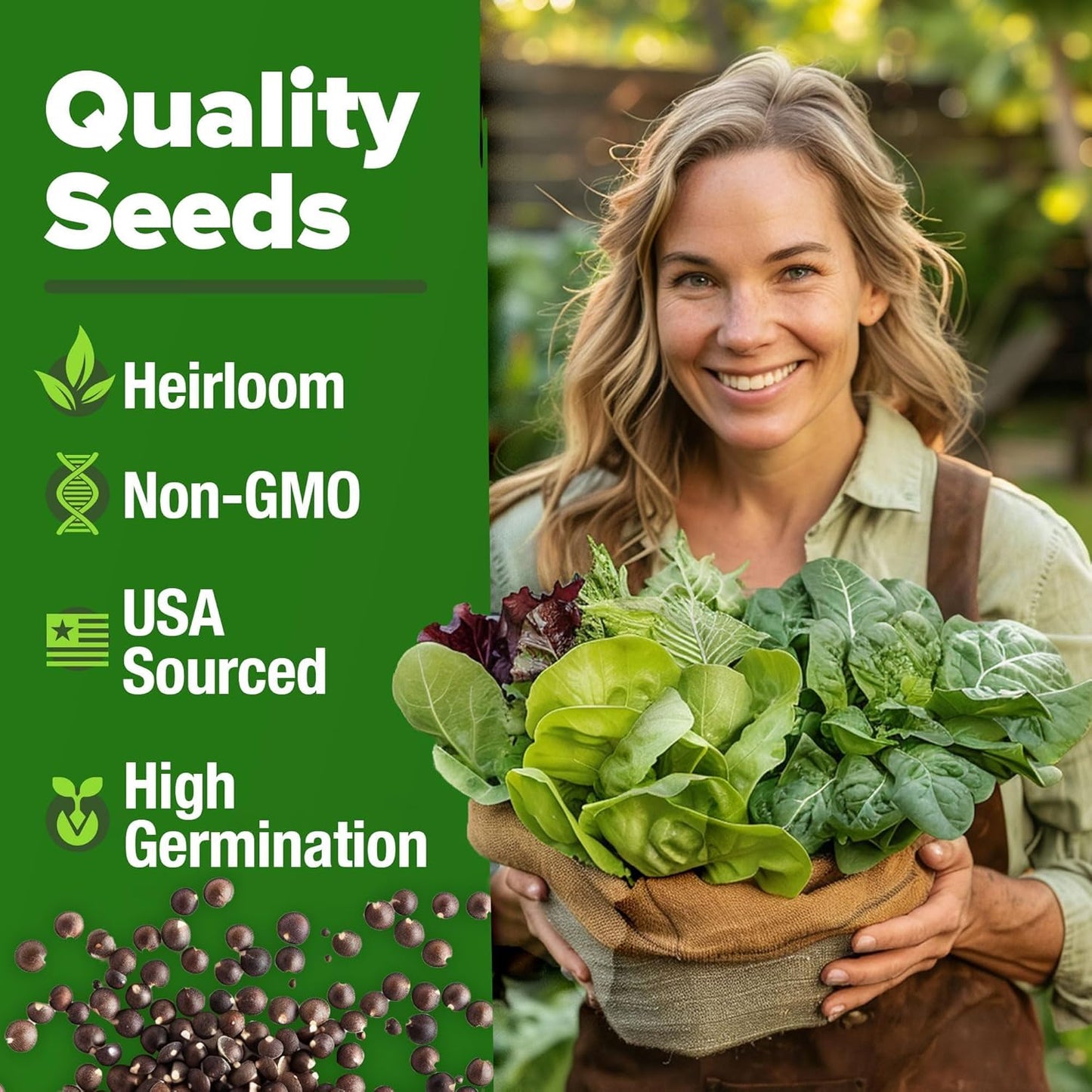 HOME GROWN 21,600+ Lettuce Seeds for Planting - 20 Heirloom Varieties, Non-GMO USA - Romaine, Butterhead, Iceberg, Leaf Lettuce, Spinach & Kale - Indoor, Outdoor & Hydroponic Garden Kit