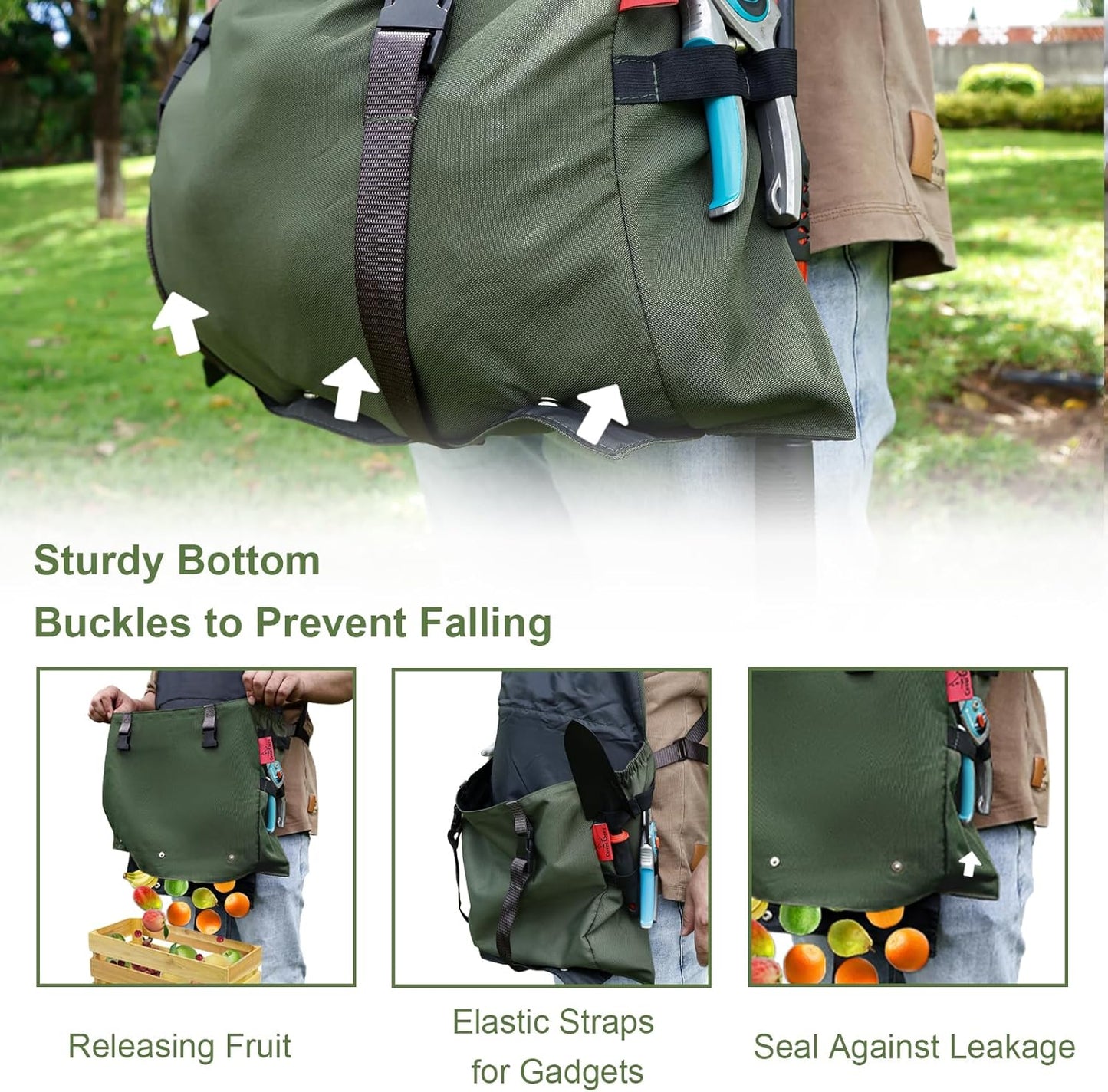 Extra Size Gardening Apron Waterproof Cross Back Apron Women, 600D Polyester Heavy Duty Men Apron Harvest Bag