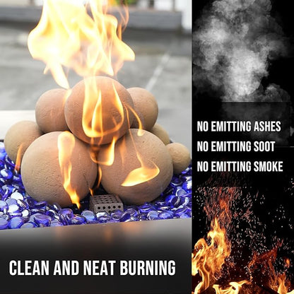 Skyflame 12PCS Ceramic Balls, Mixed of 4 Sizes Fire Pit Balls Set for Indoor and Outdoor Fire Tables or Fireplaces Accessory,Beige