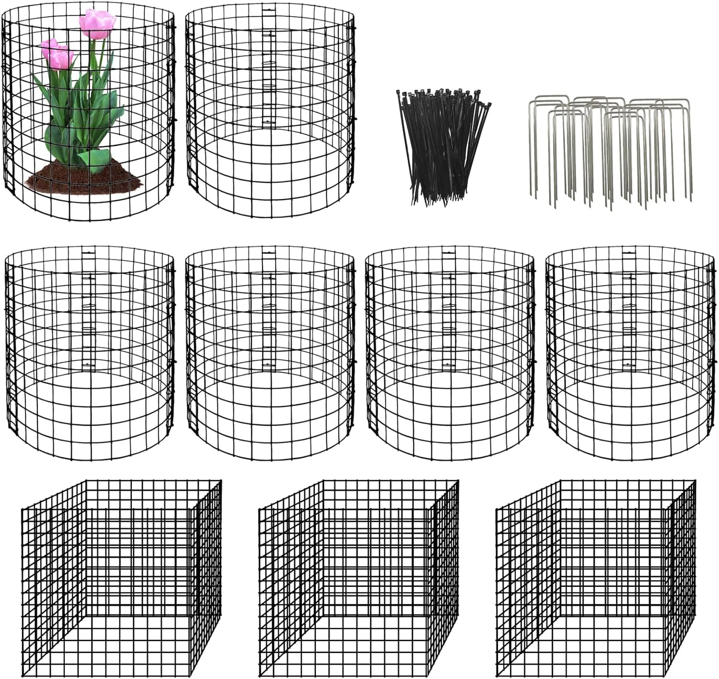 10 Pack Round Plant Protector from Animals, 30 Pcs 12 x 12 Metal Mesh to Keep Animals Out Wire Plant Protectors for Rabbits Chicken Duck Bunny Barricades for Garden Vegetable Flowers Protection