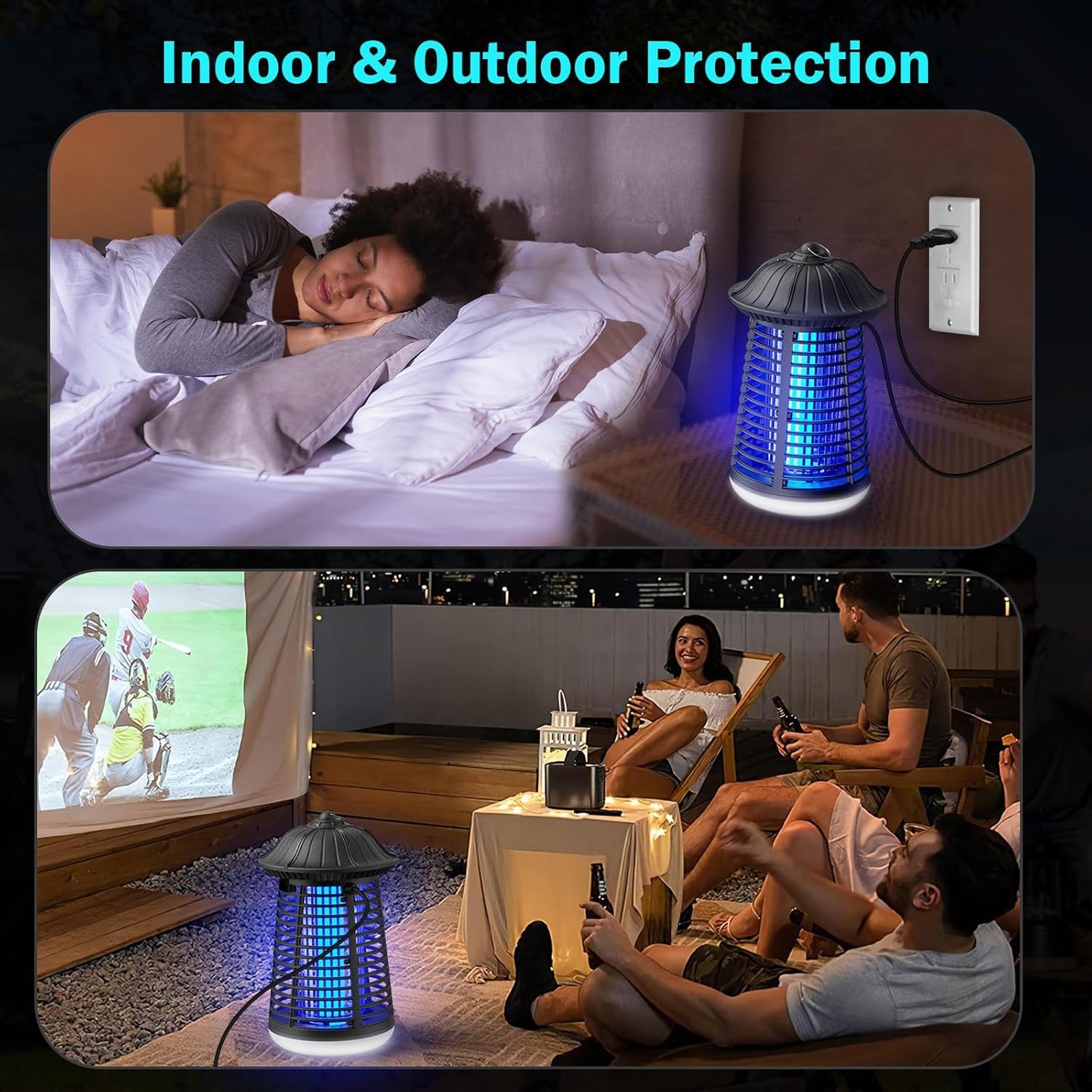 Bug Zapper Indoor Outdoor with LED Light, ZECHUAN Mosquito Killer Lantern, Electronic Fly Trap Insect Killer for Home, Backyard, Patio, Garden