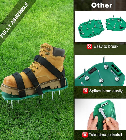 Blueash Lawn Aerator Shoes for Grass, Aerator Shoes for Lawn Aeration 2" Spikes, Aeration Shoes for Lawn with Adaptable Straps for All Shoe Sizes