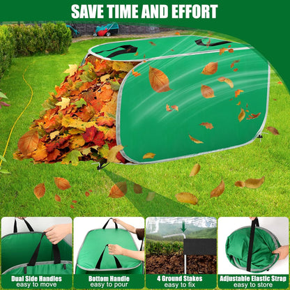Hysagtek Upgraded Leaf Collector - 80 Gallon Portable Pop Up Leaf Bags, Foldable Reusable Yard Garden Leaf Bag with Handles, Self-Standing Leaf Collector Bag for Leaves Lawn Trash, Comes with Gloves