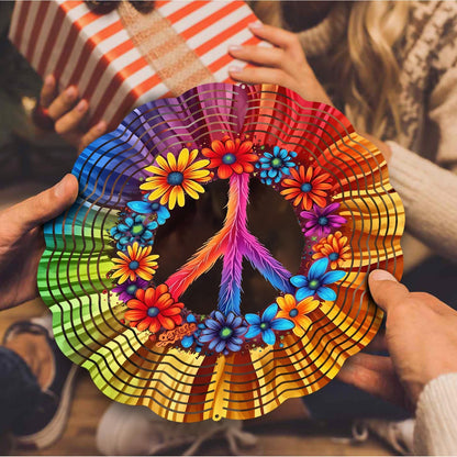 Peace Flower Wind Spinner, Peace Flower Wind Spinner Hanging for Yard and Garden, Unique Gift Wind Spinner, 3D Hanging Wind Spinner Outdoor