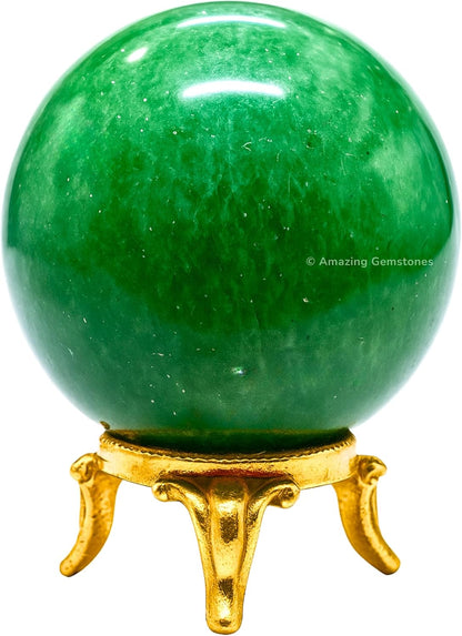 Amazing Gemstone Green Strawberry Quartz Crystal Ball with Stand - 2 Inches Crystal Sphere Meditation Balls for Witchcraft and Decorative Balls