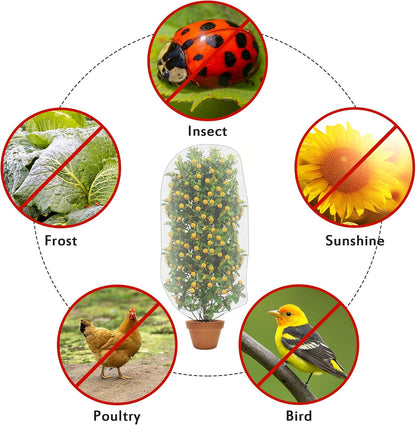 Alpurple 2 PCS Insect Bird Barrier Netting Mesh with Drawstring- 4.6 x 3 Ft Garden Bug Netting Plant Cover- Fruit Tree Net for Protect Plant Fruits Citrus Flower from Insect Bird Eating