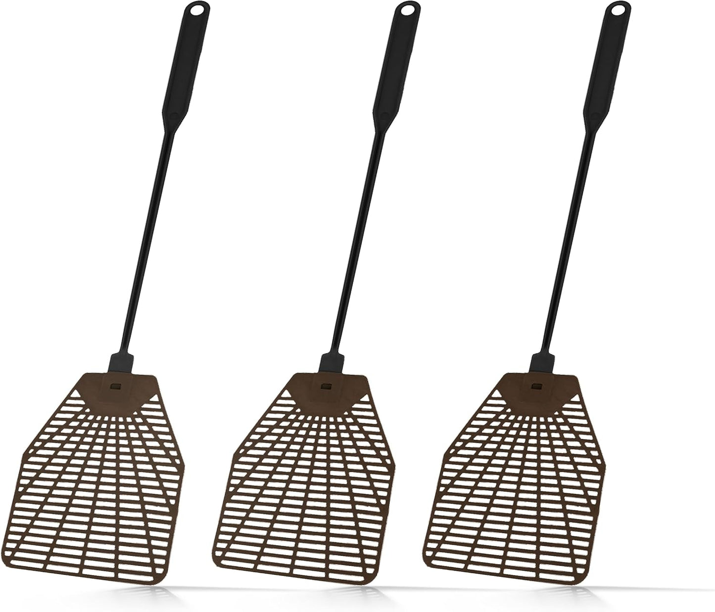 Fly Swatter Manual 3 Pack - Rubber Fly Swatters Multi Pack 16.33" - Fly Swatters Hand for Indoors & Outdoors, Heavy Duty