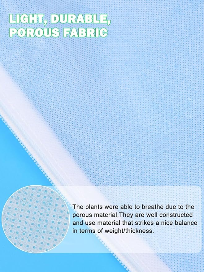 Abimars Thicker Plant Covers Freeze Protection Jacket 2.36 oz/yd², 9.8'x9.8' Reusable Winter Plant Covers with Drawstring & Zipper, 1 Pack Light, Porous Fabric for Plant Breathing