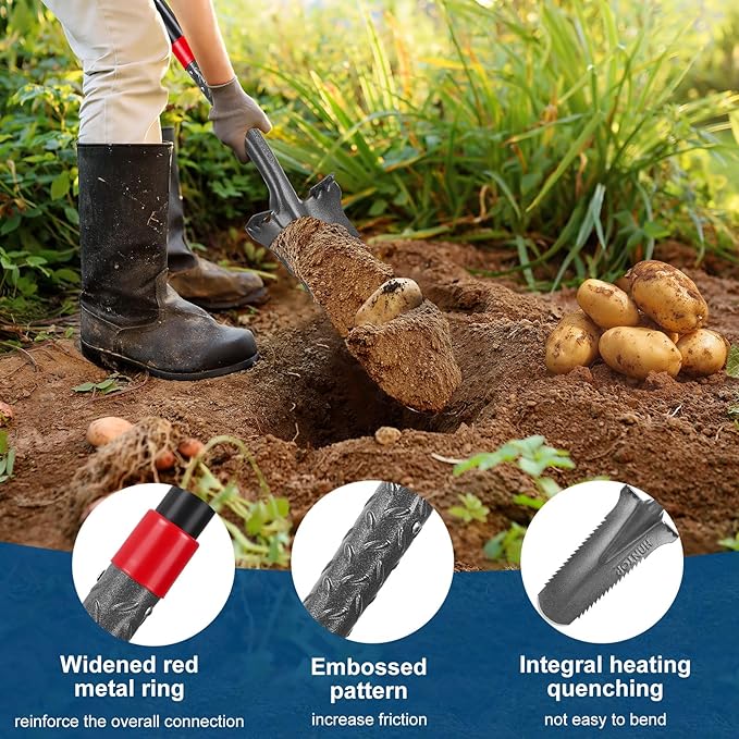 Drain Spade Shovel Trenching Spade Shovel Transplanting Spade Narrow Shovel Serrated Shovel for Digging, 44 inches