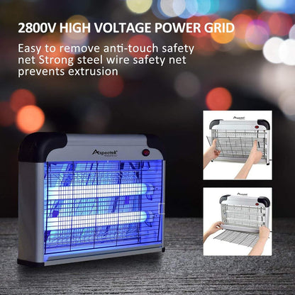 ASPECTEK Insect Killer, Bug Zapper, Powerful 20W Electronic Indoor Fly Zapper, Mosquito Killer-Indoor Use Including Free 2 Pack Replacement Bulbs