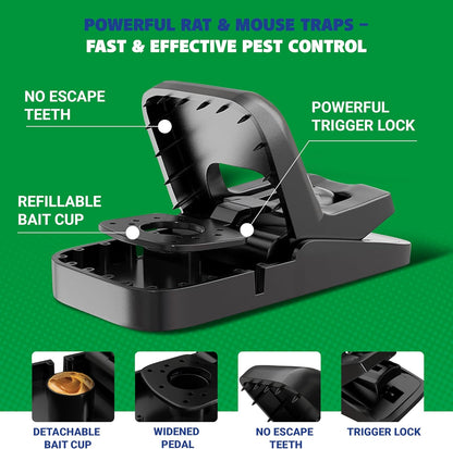Mouse Traps Indoor for Home - 6 Pack Reusable Rat Trap, Touch-Free Snap Trap, Heavy Duty Mouse Catcher for Indoor & Outdoor Use, Instantly Kill Mice and Rodents