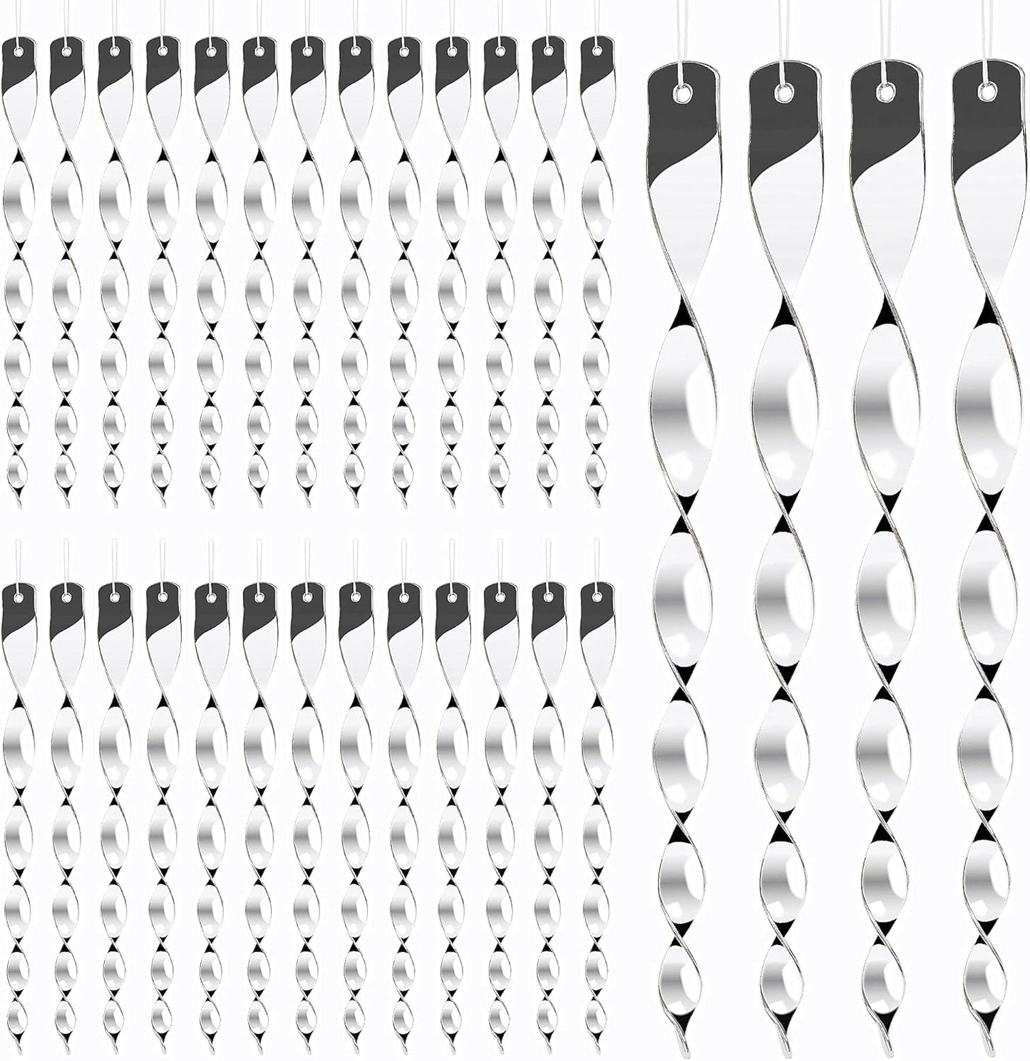 Hausse 30 Pack Bird Deterrents for Outside, Bird Repellent Hanging Silver Plastic Reflectors Scare Rods, Garden Decorative Reflective Scare Birds Away, Like Woodpeckers, Pigeons and Geese