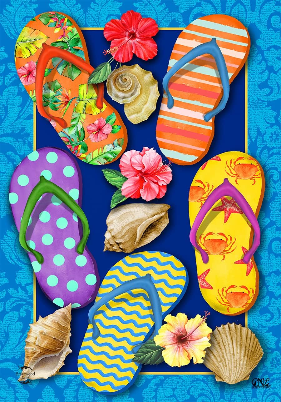 Paradise Flip Flops Summer House Flag 28 x 40 Briarwood Lane