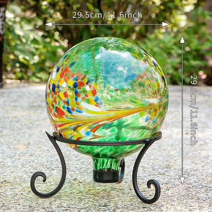 Gazing Balls for Garden 10" Glass Outdoor Garden Globe Ball Reflective Gazing Globes Outside Yard Decor (Green)
