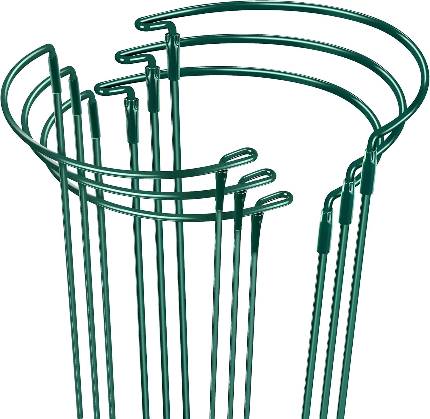 Plant Supports Stakes 6PCS, Half Round Metal Garden Stakes Plant Support For Peony Cages and Supports,Green Plant Support Ring Border for Outdoor Indoor Plants, Hydrangea (10" W x 16" H, 6 PCS)