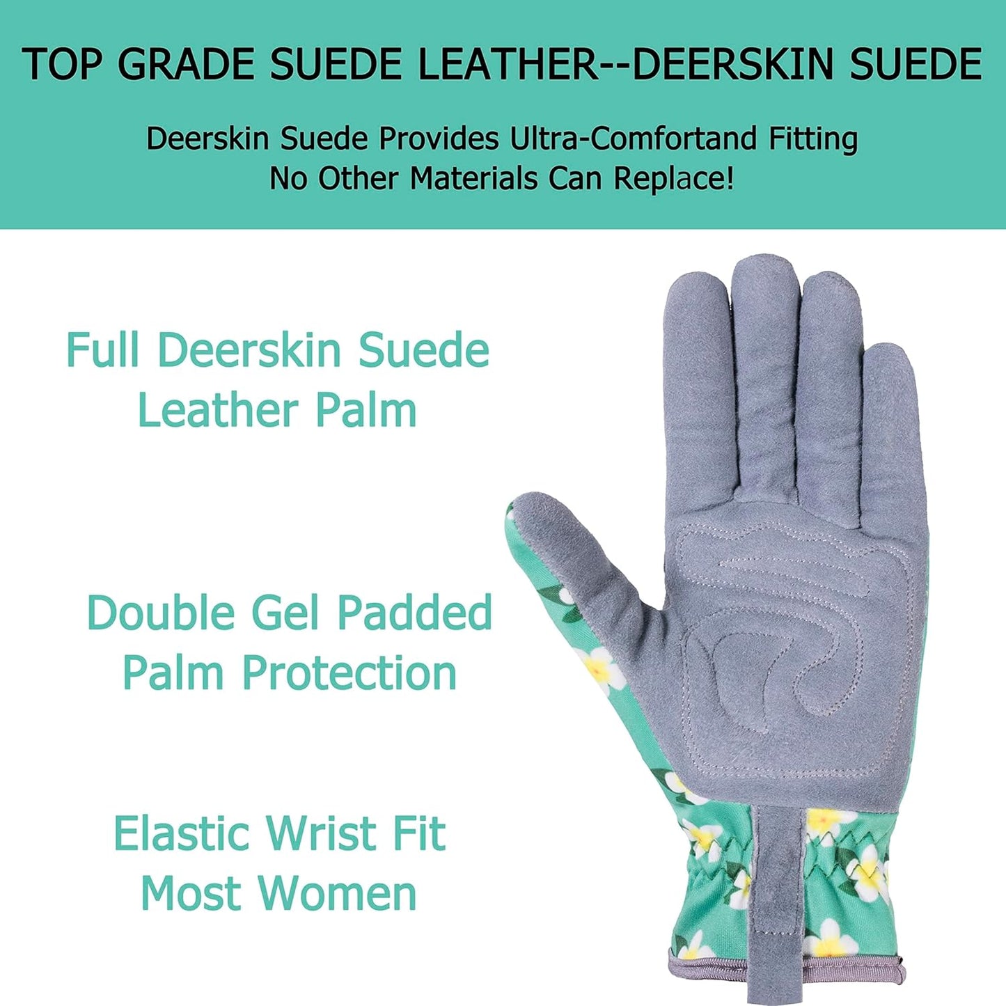 SKYDEER Premium Genuine Deerskin Suede Women's Gardening Gloves, Ultra-Soft Padded, Comfort Fit for Work (SD6611/M)