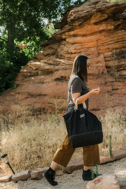 Barebones Neelum Large Waxed Canvas Tote Bags - Heavy Duty Canvas Bag and Reusable Grocery Bag