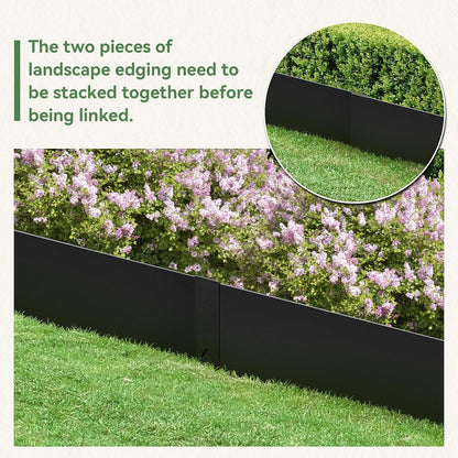 6PCS 10 inch Steel Landscape Edging Kit - 40" L x 10" H Each (20ft Total) Galvanized Steel Edge for Lawn Yard- No-Dig Hammer-in Heavy Duty Metal Edging Border with 6 Clips…