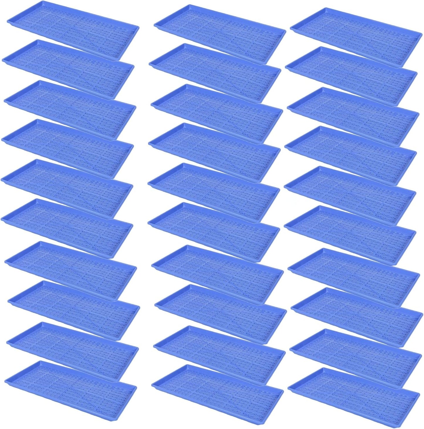 SUNPACK 10" x 20" Heavy Duty Mesh Plastic Seed Starting Tray, Blue, 1" (Pack of 30) - Ensures Water Drainage and Aeration, Perfect for Greenhouses or Indoor Gardening